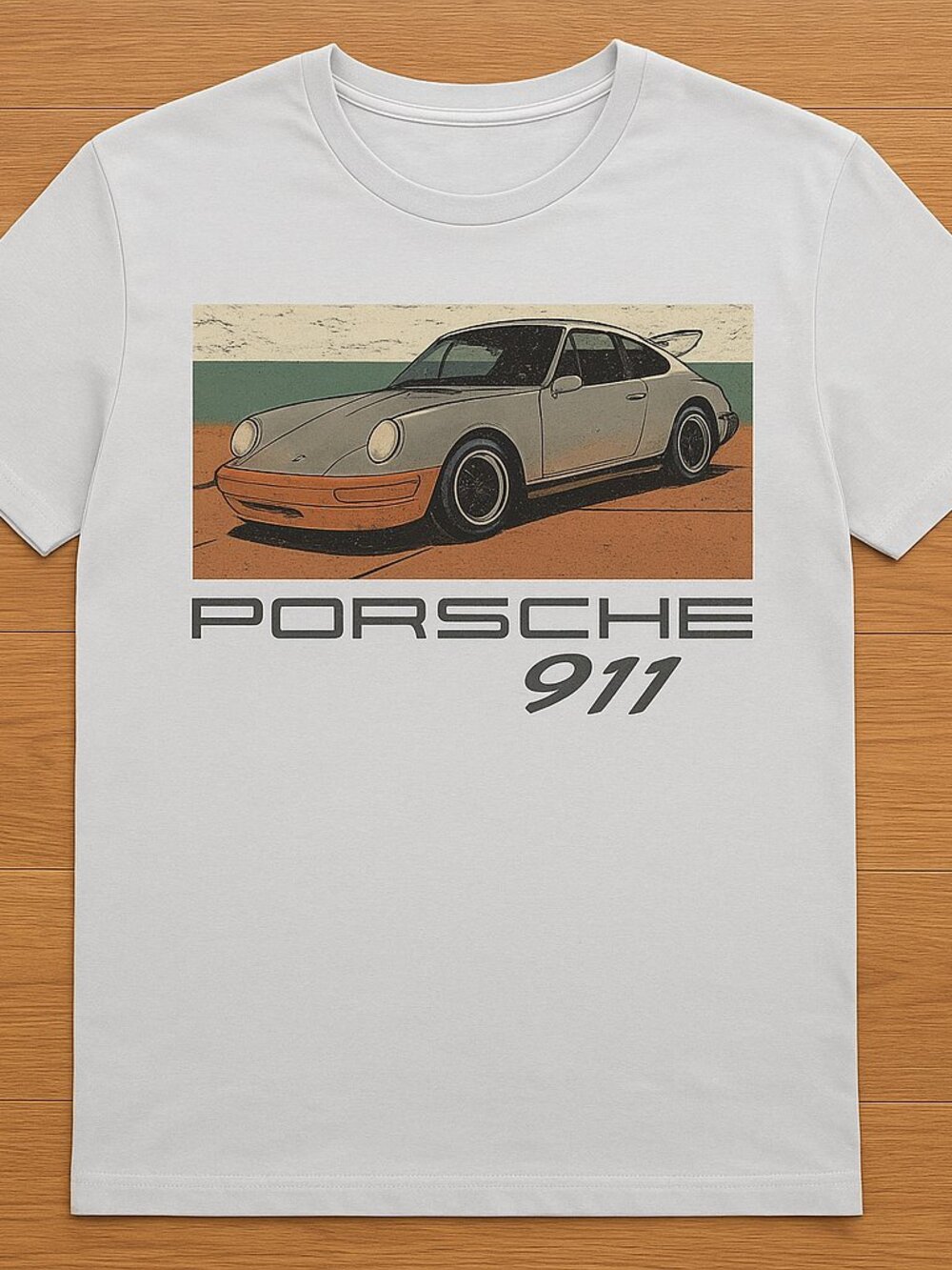 Porsche 911 Classic Car Graphic T-Shirt White Vintage Racing Style